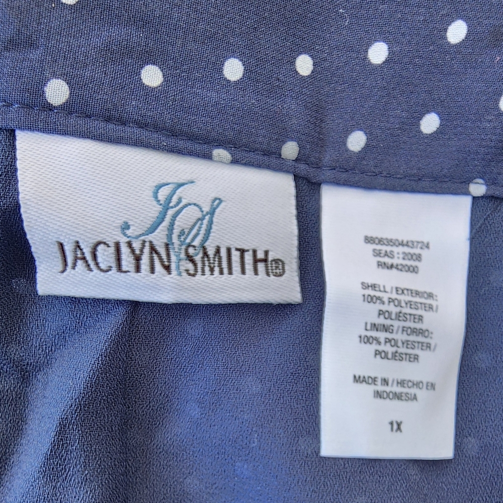 NWT! Y2K Jaclyn Smith Navy Polka Dot Flowy Summer Midi Skirt! Beautuful - Picture 4 of 16